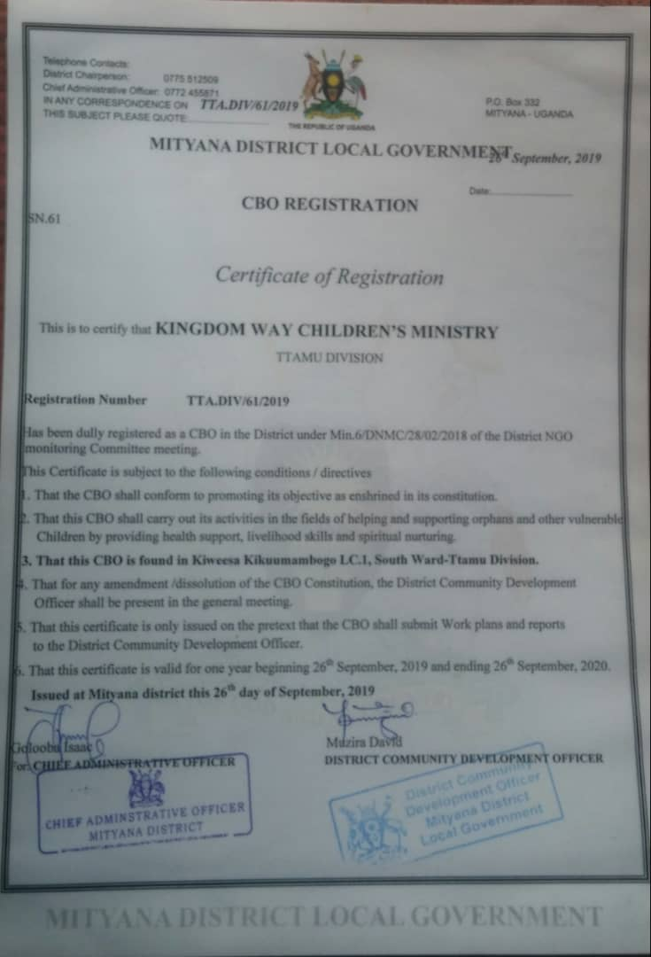 Our Certificate.